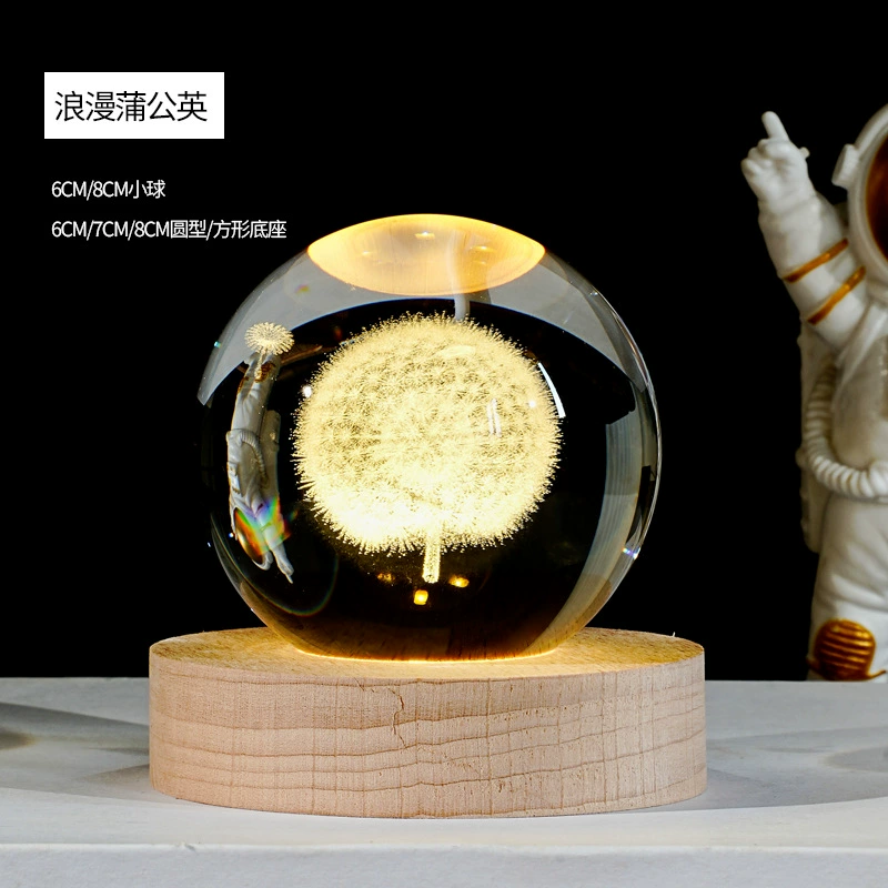 Креативный внутренне вырезанный светящийся кристальный шар 3D ночной свет, украшение, романтический подарок на день рождения, китайский День Святого Валентина, домашнее украшение
