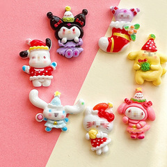 聖誕三麗鷗diy配飾奶油膠樹脂配件手機殼髮飾材料滴膠冰箱貼掛件