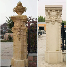 定制石雕门柱户外别墅庭院门口装饰摆件大理石欧式罗马柱石头柱子