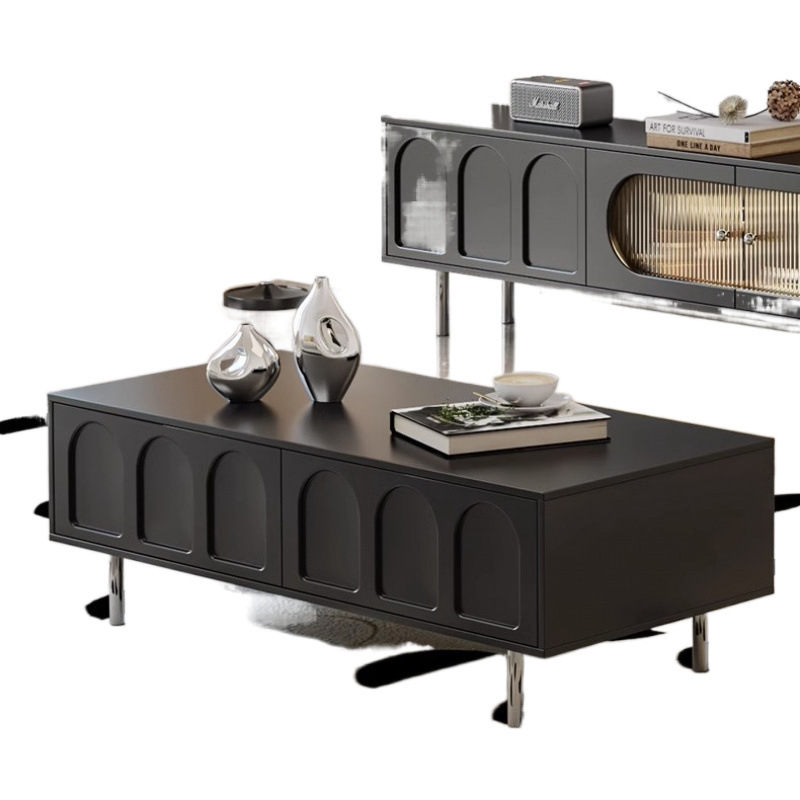 Mesa de té francesa gabinete de televisión combinación de tipo pequeño nuevo negro de lujo ligero sala de estar gabinete de televisión doméstica simple y moderno