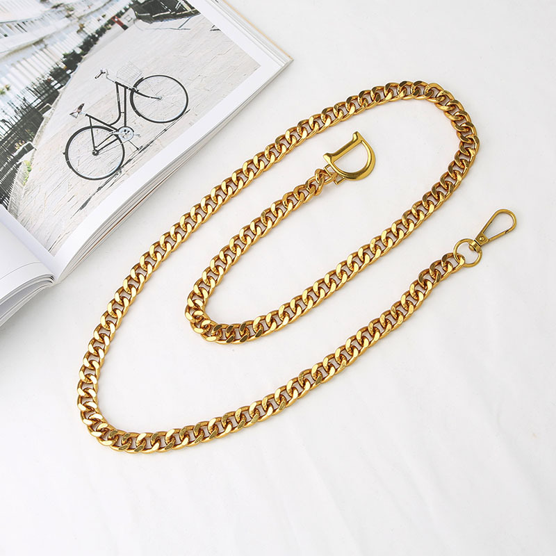 Classic Gold Waist Chain, D-letter Chain Belt Fashionable Women's Belt Personalized Dress Decoration Casual Design High-quality Belt
_voghion.com