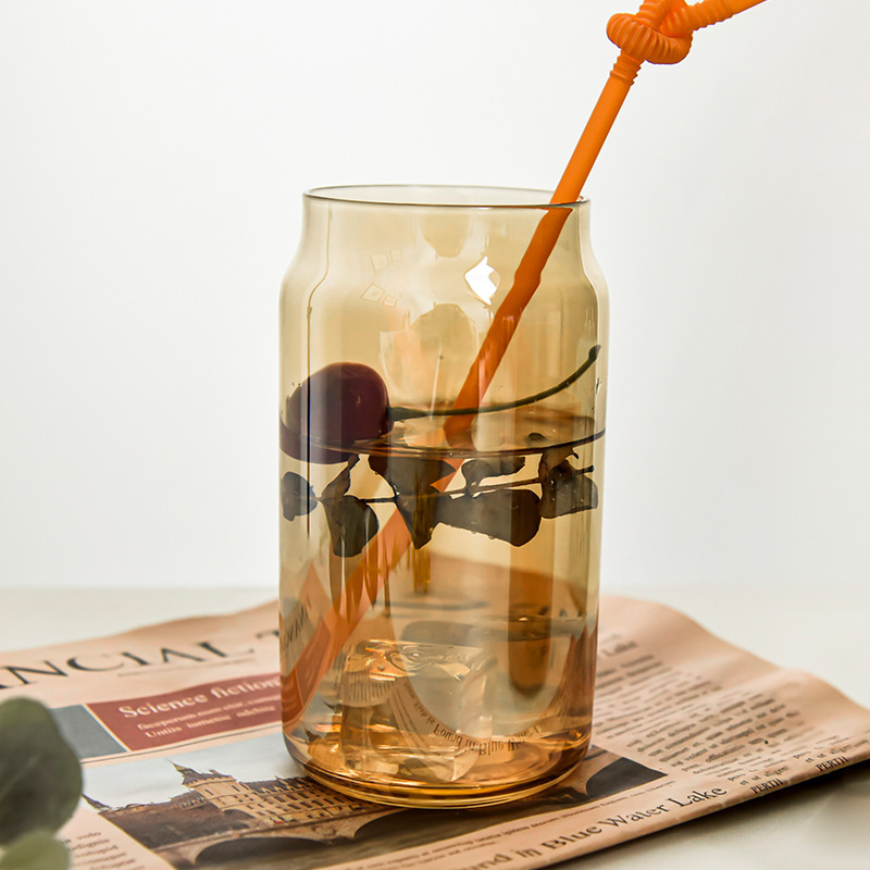 Simple ins taza de cola barra transparente jugo puede Red de vidrio bebida fría del hogar rojo taza de agua de alto aspecto