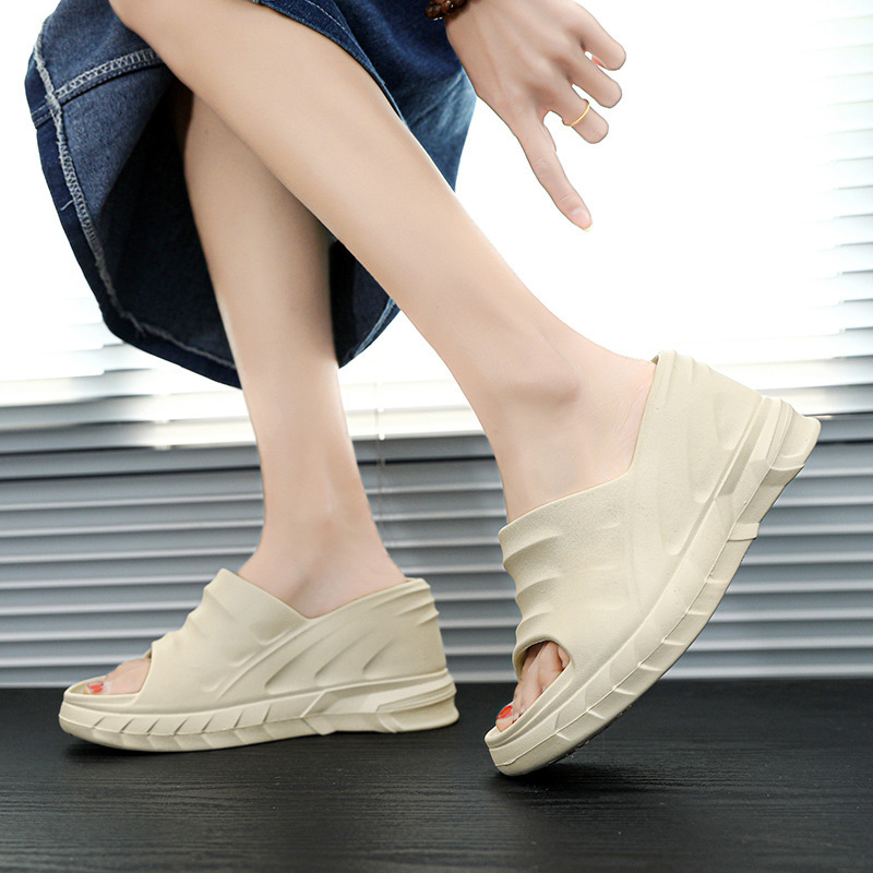 Transfronteriza más tamaño zapatillas suela gruesa aumentó 10CM sandalias de las mujeres al aire libre casual moda tacones altos slip-on sandalias