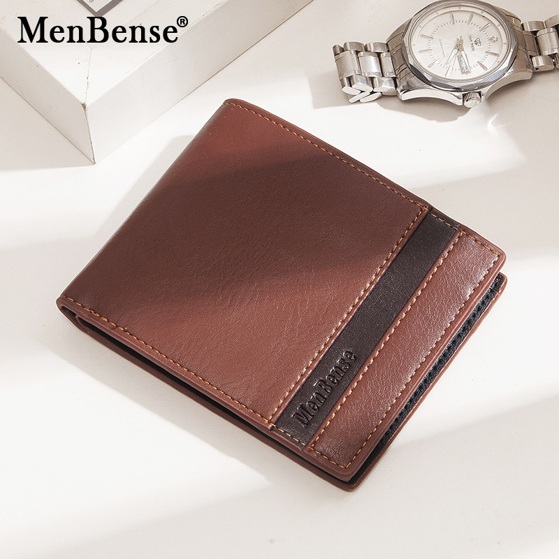MenBense Men's Short Zipper Card Holder Wallet with Multiple Card Slots, Open Mouth Design, 3-Fold Style Fashion Money Clip Zipper Bag
