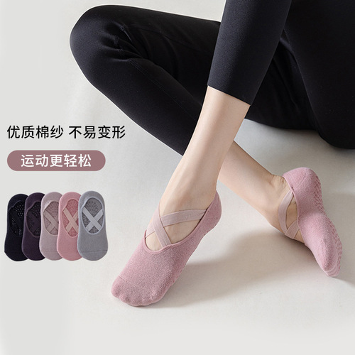 New anti-slip cross-border yoga socks for girls, with Pilates and yoga sports bands, winter cotton sports socks for wholesale