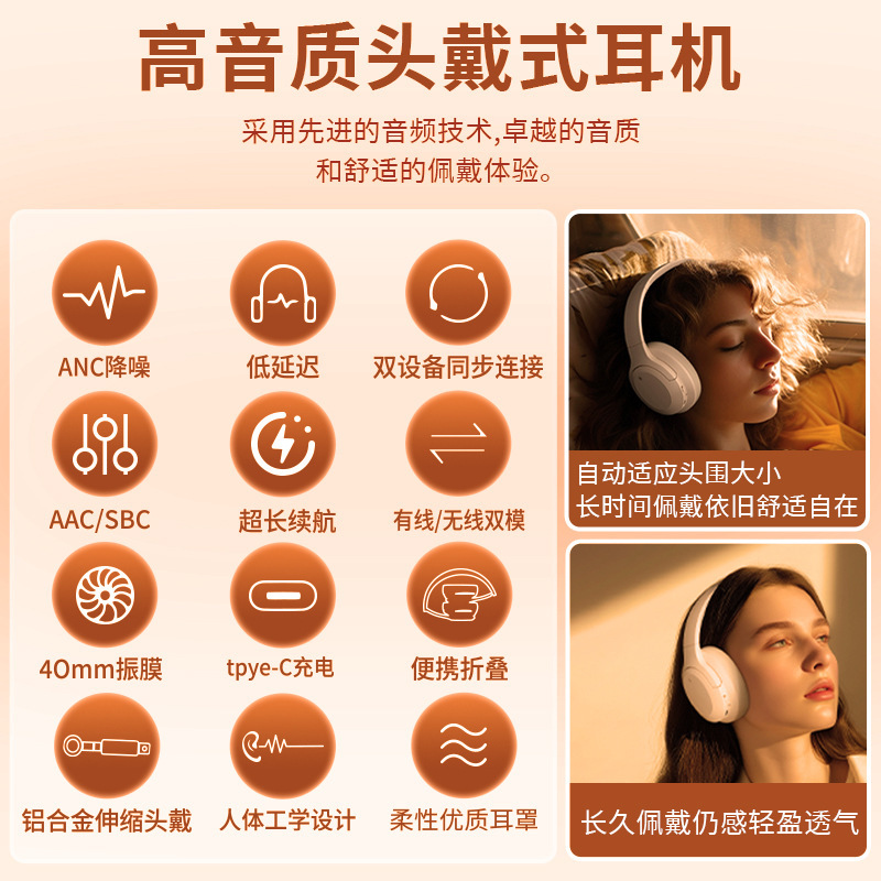 ヘッドマウント Bluetooth ヘッドセット、ワイヤレス Bluetooth ヘッドセット、工場専用モデル、非インイヤー、ノイズリダクション、長いバッテリー寿命、大容量バッテリー|undefined