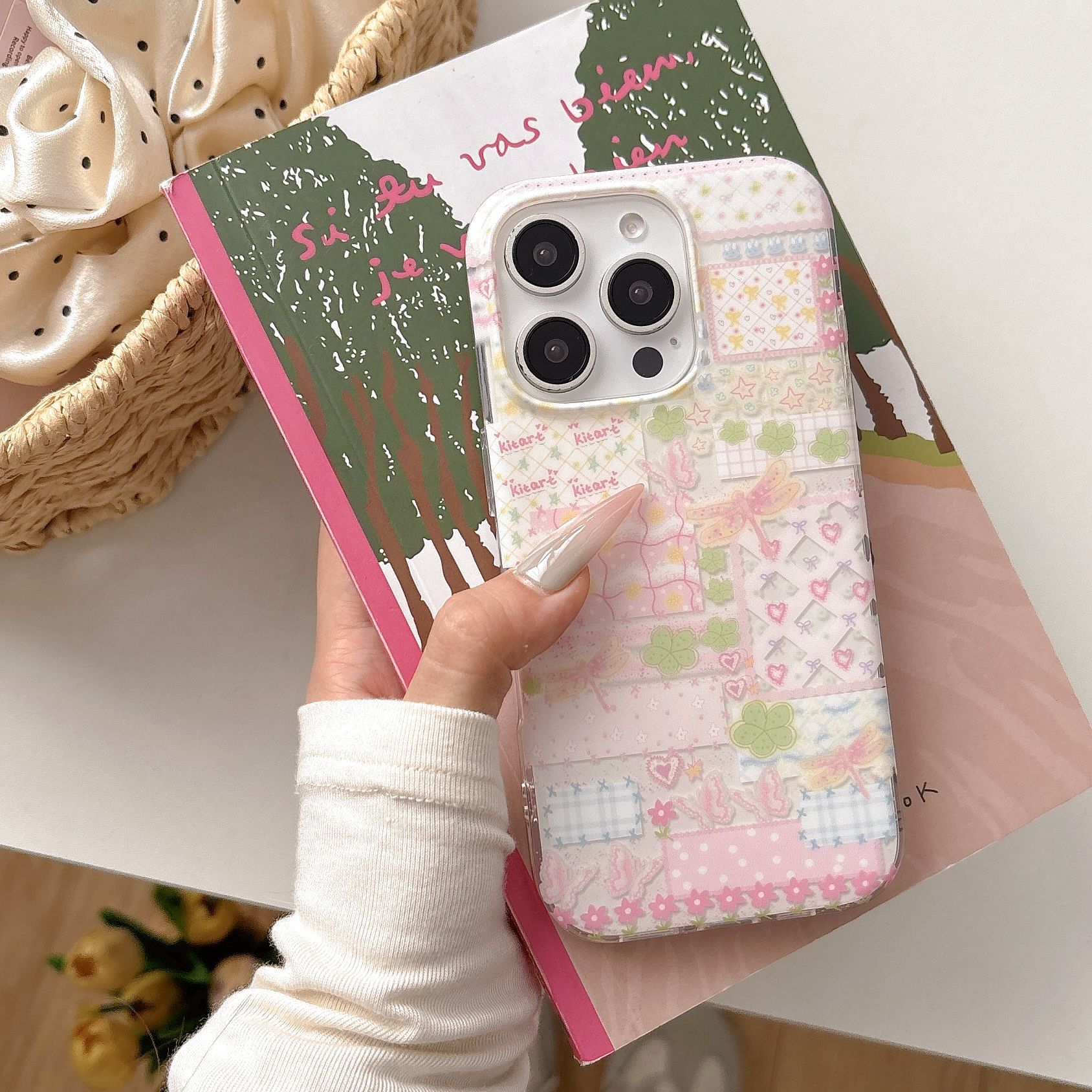 Summer girl empalme flor mariposa para Apple 16ProMax funda para teléfono móvil 15/14 colgante 15Pro femenino 13