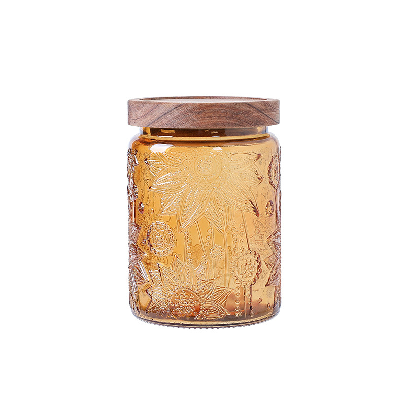 700ml tanque de almacenamiento de vidrio colorido begonia cocina casera granos de café té granos de granos latas de sellado al por mayor