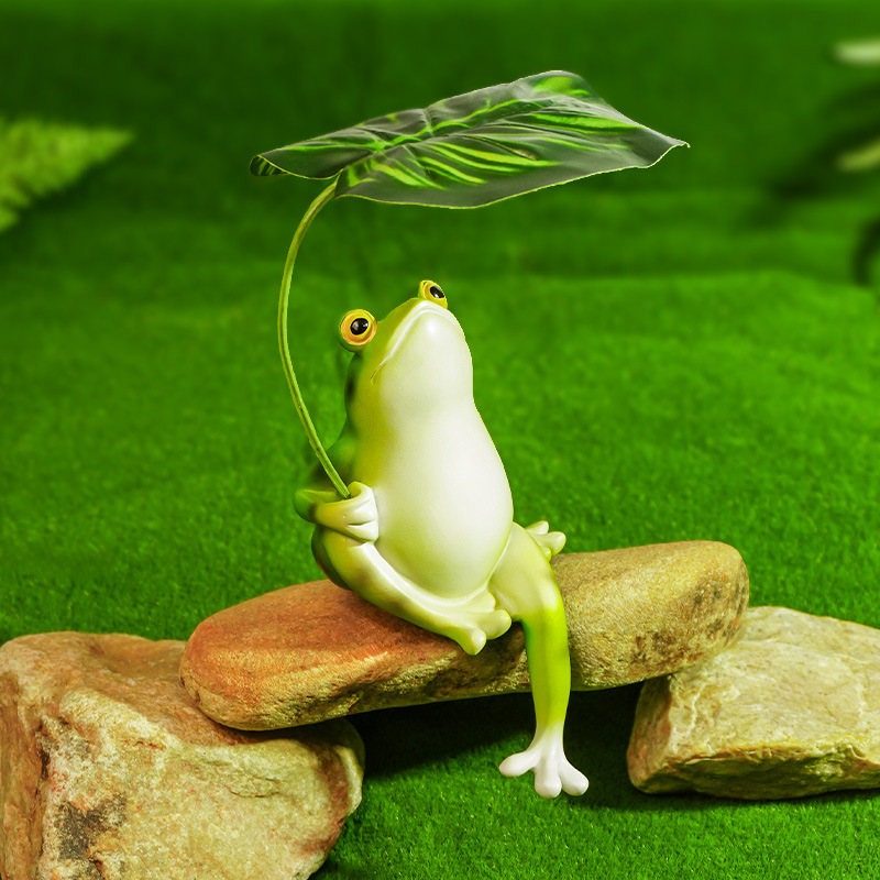 Simulación de adornos de rana estanque de peces pecera micro paisaje hojas para disfrutar del diseño fresco paisaje hogar balcón patio artesanía