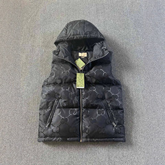 秋冬款双G尼龙帆布进口羽绒马甲加厚羽绒服上身立体个性百搭情侣