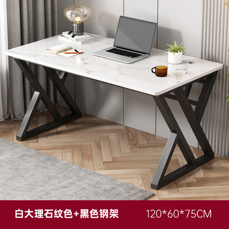 [업그레이드 및 강화 더블 X 자형 테이블 다리] 흰색 대리석 색상 120*60*75cm