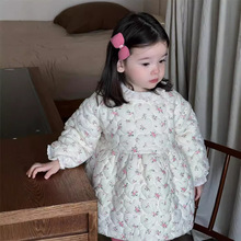 儿童冬装衣服加厚韩版童装宝宝冬款棉衣女童碎花加绒连衣裙外套