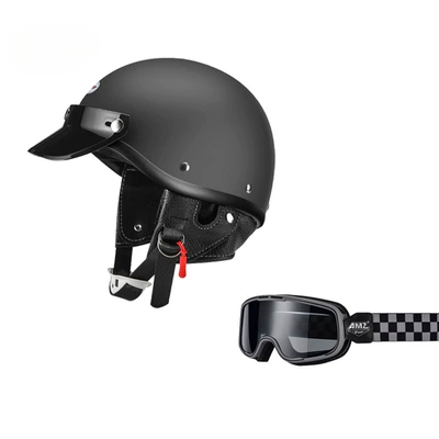 Men's Japanese Style Retro Cruise Motosiklet dəbilqələri - xs-matt-black-ferris-gray-brown-goggles-free-shipping-by-sf-express