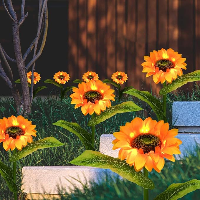 Lámpara Solar Decorativa para Jardín, con Forma de Girasol, para Exteriores, Patio, Césped, con Enchufe para el Suelo, Luz LED