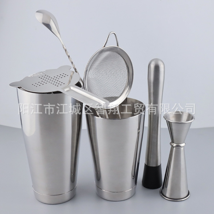 Juego de mezclas para cócteles de acero inoxidable del fabricante, vaso medidor Boston, pinzas para hielo, utensilios para té con leche, juego de mezclas image 3