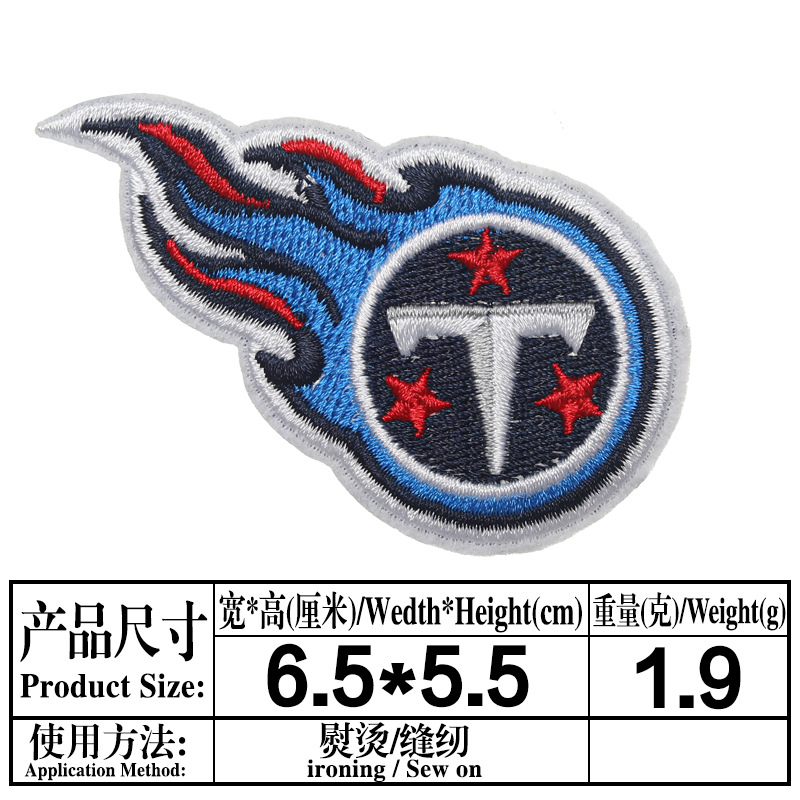 Planchado adhesivo NFL Liga Americana 32 Equipo LOGO Emblema del equipo Insignia de bordado de computadora Etiqueta engomada de tela bordada Parche de parche