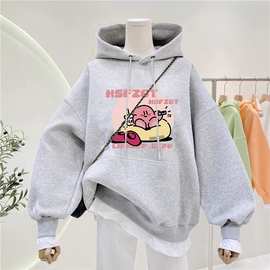 银狐绒日系趣味卡通印花连帽卫衣情侣装ins秋冬休闲校园风外套女