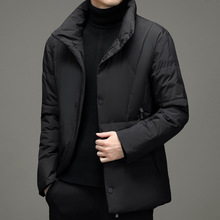 冬装高档立领面包服羽绒服男2024新款中青年休闲外套男装白鸭绒