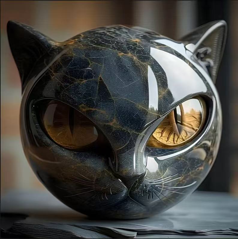 跨境新款Luxury black cat figurine奢华黑猫摆件树脂猫石|undefined