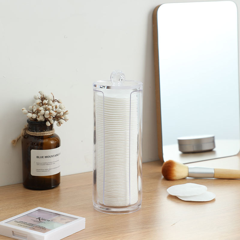 ps塑料大号圆形化妆棉卸妆棉盒收纳盒亚克力圆形首饰盒透明化妆盒