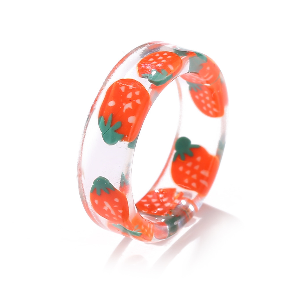 retro simple fashion fruit slices variety resin rings