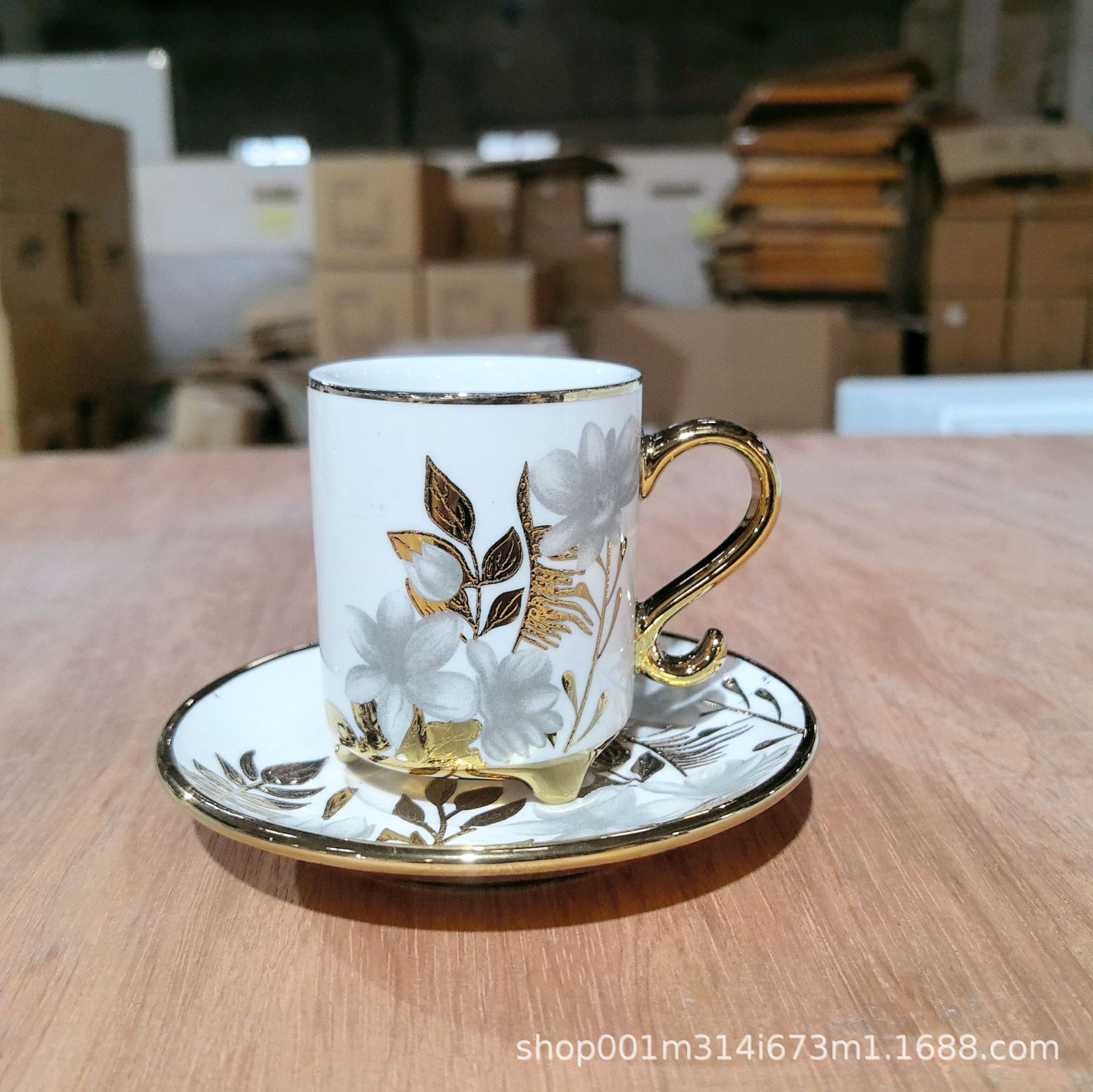 Creativo 6 tazas 6 platillos cerámica galvanizada pequeña taza de café platillo taza y platillo té de la tarde juego de té de regalo