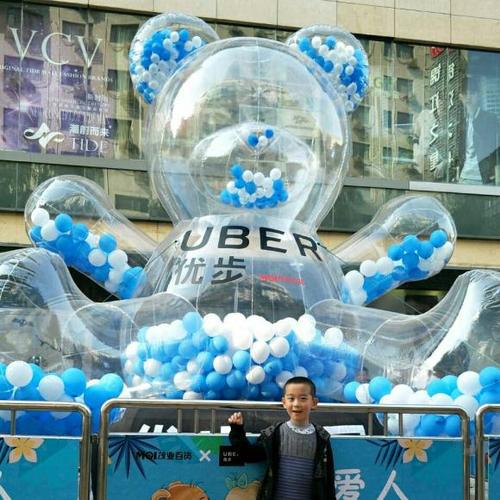 充气透明小熊气模情人节泰迪熊水晶球圣诞雪人装饰道具模型气球