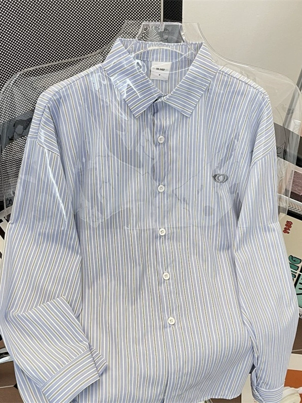 Ретро рубашка с длинным рукавом, американский стиль, oversize, высококачественный стиль, для любимого(ой)