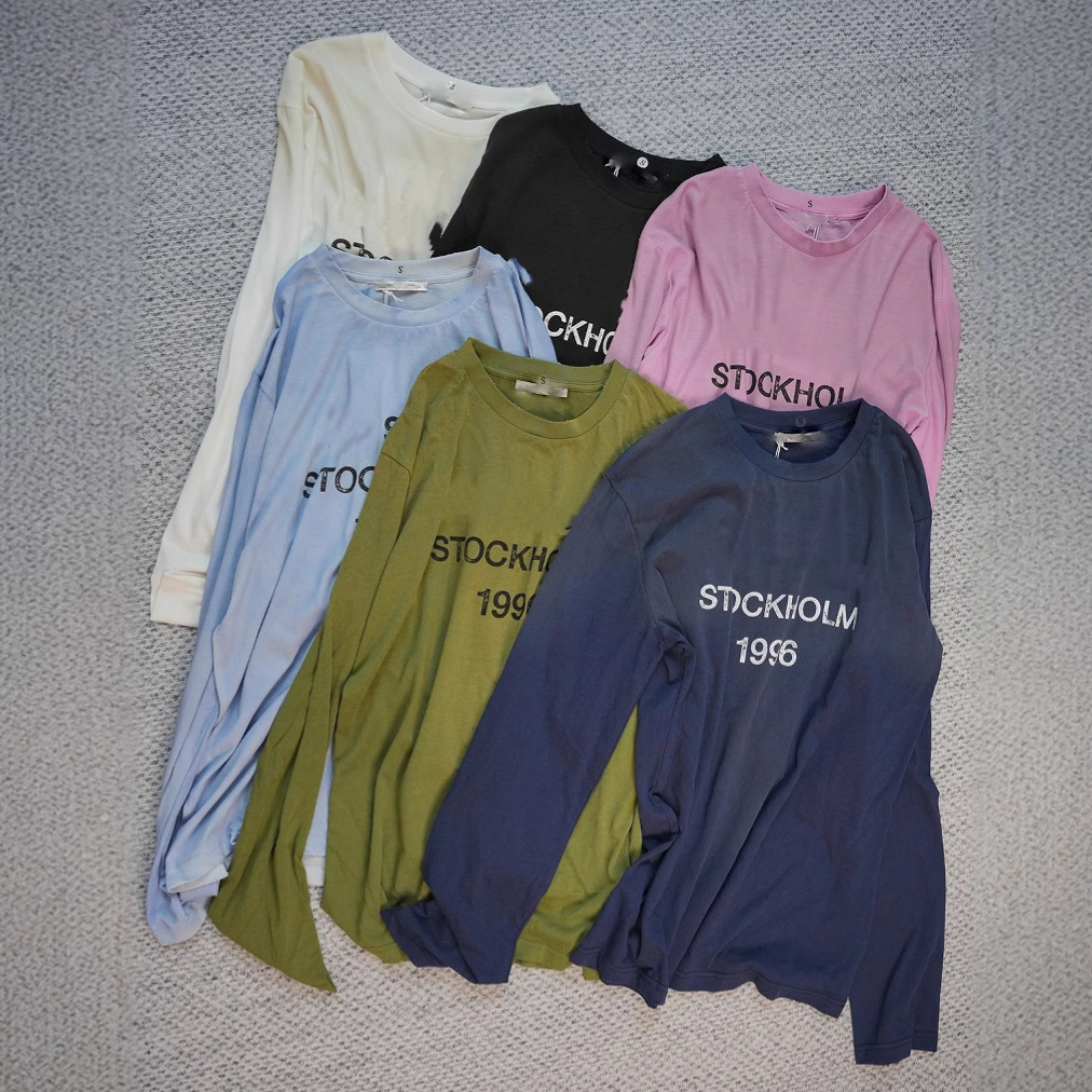 Correct Version 26 New Style an Letter Long-Sleeve T-Shirt 1996 Number Print Vintage Cotton-Linen Long-Sleeve Loose T-Shirt for Men and Women