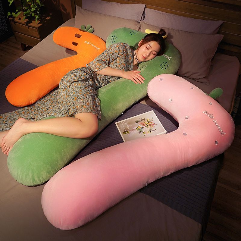 귀여운 여자는 잠을 잘 때 다리를 끼고 긴 쿠션을 한다 임산부 베개 신기 침