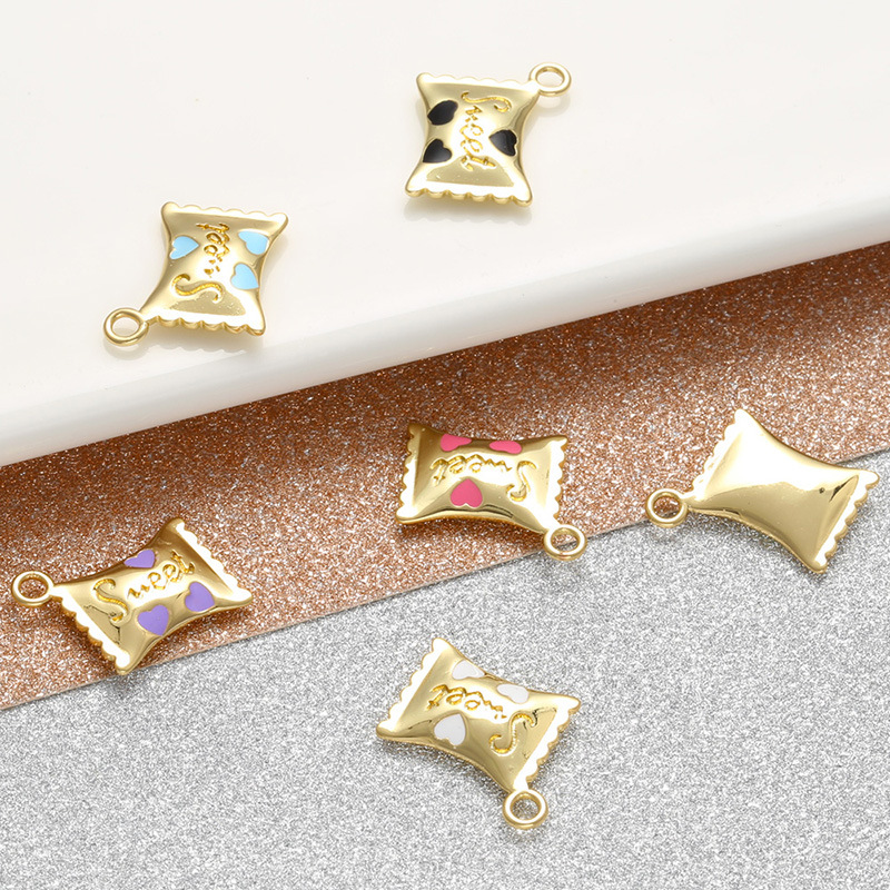 3g Weight Pendant Jewelry Making Type DIY Jewelry Accessories Classification 1 Piece Quantity Brass Material Letter, Heart Shape, Candy Pattern Enamel Design Sweet Style 1 Piece Brass Letter Heart Shape Candy Pendant 3