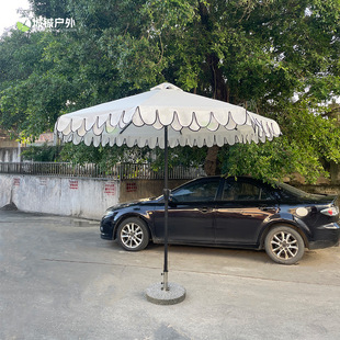 French Customizable Sun Umbrella Aluminum 8-Bone Double-Layer Wave Large Umbrella Wind-Resistant Outdoor Garden Umbrella for Market Camping
