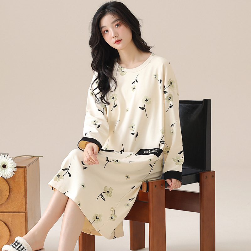 Women's Pajamas Spring Autumn and Winter Long Sleeve Cotton Cartoon Pajamas 5XL Plus Size Early Autumn Girl's Cartoon Home Clothes