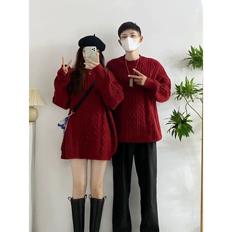 Red couple clothing for beloved, demi-season sweater, jacket