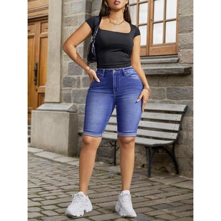 V 56064 Washed Blue Stretch Denim Shorts ˮϴ�{ţ�ж�ѝ