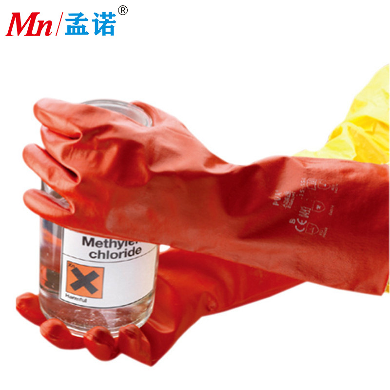 PVA 耐强溶剂红色手套 实验室抗化学手套 安思尔15-55手套批发多