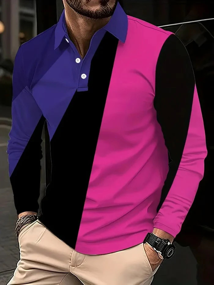 2024 nuevo estilo Amazon comercio exterior casual todo fósforo moda de alta calidad botón de manga larga POLO camisa MB14