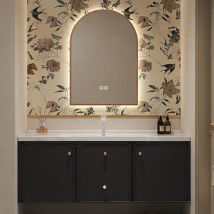 美法式智能浴室櫃現代輕奢洗手池洗臉盆櫃復古衛生間洗漱台衛浴櫃