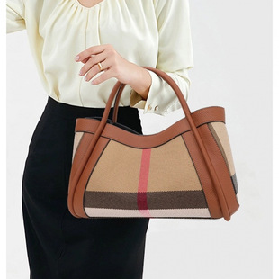 Zijiazi Mother-In-Law Bag Large Capacity Women's Handbag Plaid Women's Bag 2024 New Cowhide Bag Women's Crossbody Large Bag