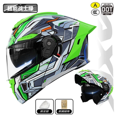 Motosiklet kaskı (dəbilqə) for Women, All-Season Electric Vehicle - 911-face-mask-helmet-power-rangers-green-3cdot-dual-certification-l-size57-59