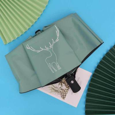 太阳伞upf50+加厚黑胶防晒遮阳伞女加粗中棒三折伞小清新水果风伞|ms