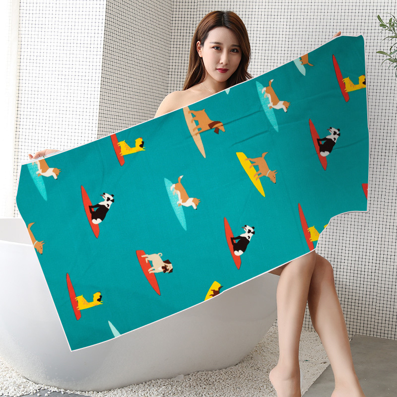 2024 New Amazon Toalla de playa de secado rápido de terciopelo de doble cara europea y americana Toalla de baño de playa de microfibra impresa transfronteriza