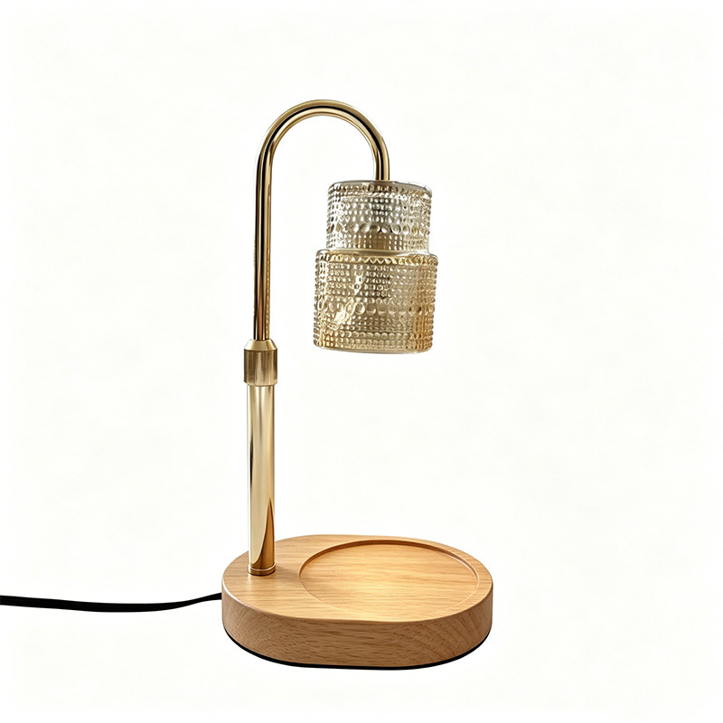 Lámpara de Mesa de Aromaterapia Estilo Retro de Vidrio y Madera para Dormitorio