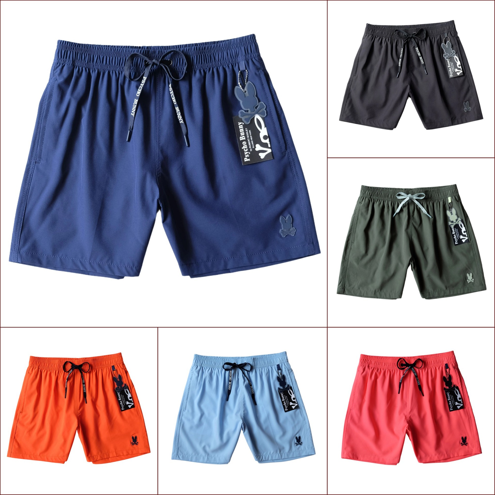 Psycho Bunny Skull Rabbit Shorts Men's Summer Swimming Trunks Beach Pants Casual Stretch Quick-Drying Three-Point Pants