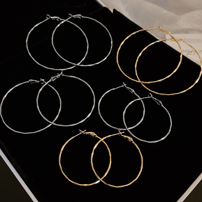 Silberne Nadel, rund, funkelnd, personalisierter Ring im Metallstil, modische, einfache und vielseitige Ohrringe für Frauen_voghion.com