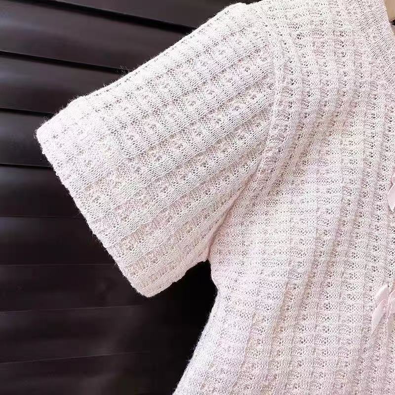 Traje de verano para bebé femenino Traje de dos piezas de costura con tirantes, chaqueta de punto, ropa dulce para bebés
