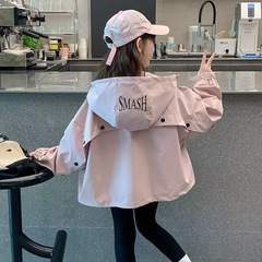 女童外套春秋季2025新款初春童装洋气儿童连帽上衣女孩春装冲锋衣