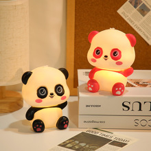 可爱熊猫公仔发光玩具卡通搪胶小夜灯生日礼物卧室床头护眼睡眠灯