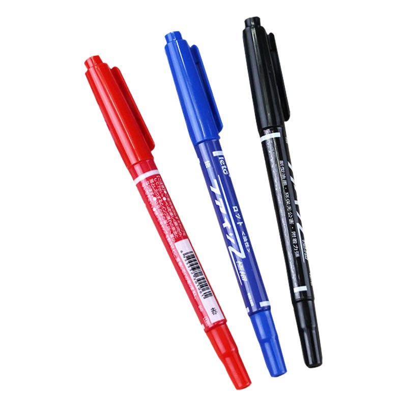 Papelería, marcador de doble cabeza pequeño aceitoso, bolígrafo de línea de dibujo para niños, marcador de secado rápido, venta directa de fábrica al por mayor