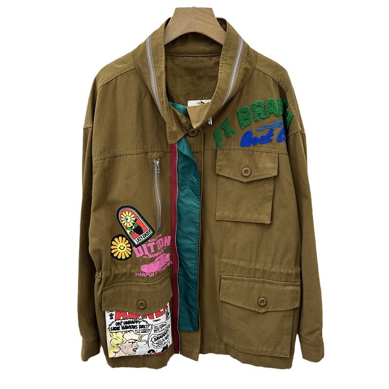 Chaqueta Rompevientos Holgada con Contraste de Color y Cierre de Cremallera